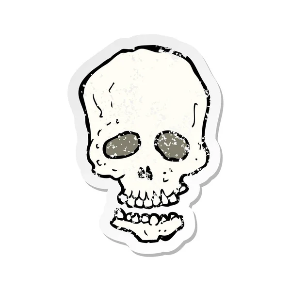 Adesivo Retro Angustiado Crânio Desenhos Animados — Vetor de Stock