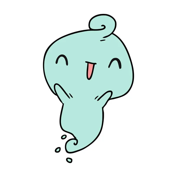 Dibujo Animado Ilustración Kawaii Lindo Fantasma Muerto — Vector de stock