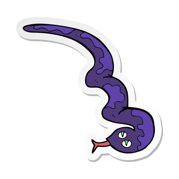 Sticker of a cartoon hissing snake — Stock Vector