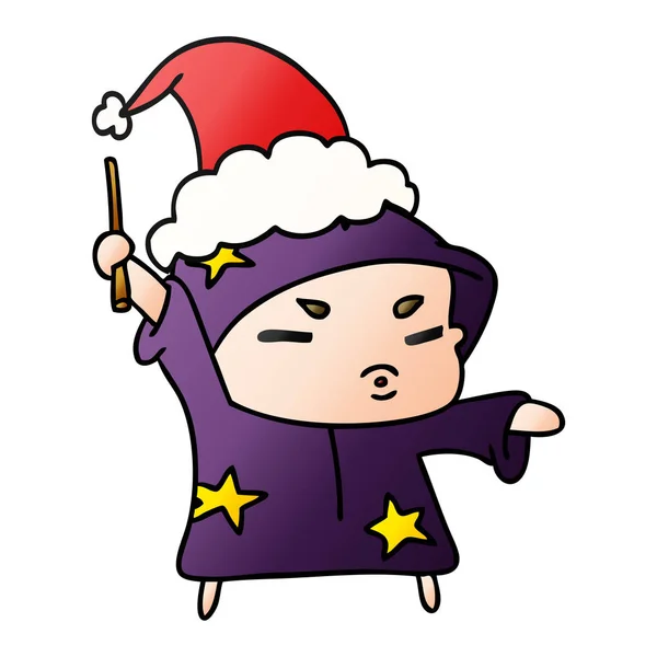 Mão Desenhada Desenhos Animados Gradiente Natal Assistente Kawaii — Vetor de Stock