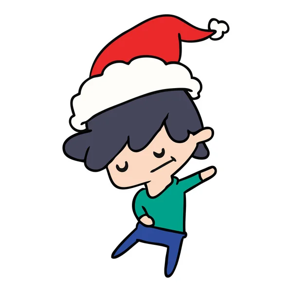 手绘的圣诞卡通片的可爱男孩 — 图库矢量图片