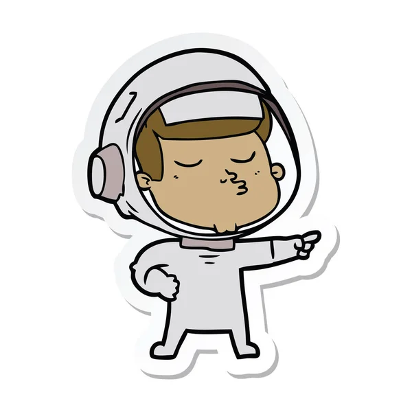 Sticker of a cartoon confident astronaut — Stock Vector