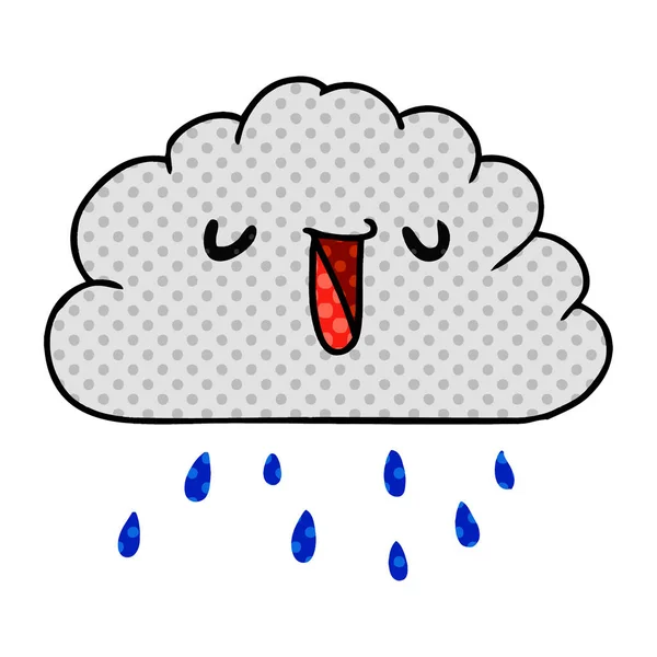 Chmura deszcz Pogoda kawaii kreskówka — Wektor stockowy