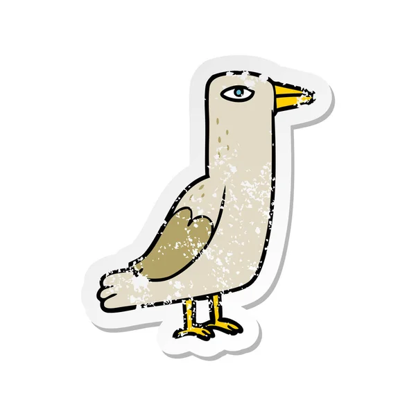 Etiqueta Angustiada Pássaro Dos Desenhos Animados —  Vetores de Stock