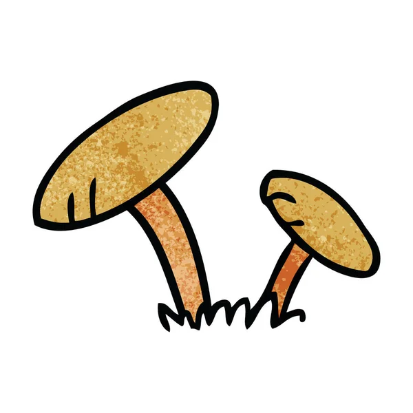 Gribouille Dessin Animé Texturé Dessiné Main Quelques Champignons — Image vectorielle