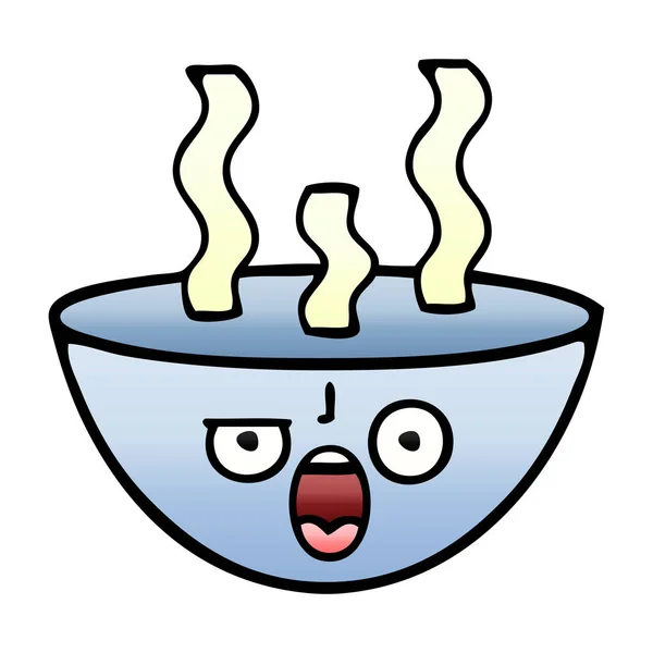 Desenho Animado Sombreado Gradiente Uma Tigela Sopa Quente —  Vetores de Stock