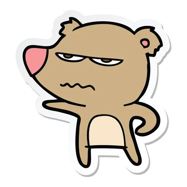 Sticker van een geïrriteerd bear cartoon — Stockvector