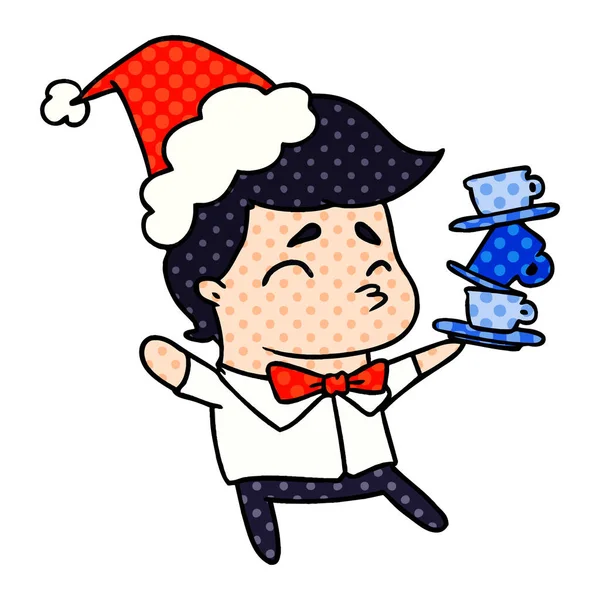 Χέρι Που Χριστουγεννιάτικα Κινούμενα Σχέδια Kawaii Αγόρι — Διανυσματικό Αρχείο