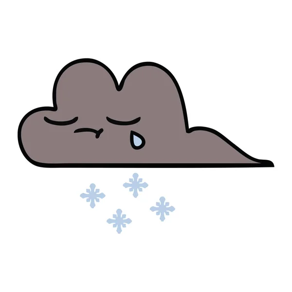 Schattige cartoon onweerswolk sneeuw — Stockvector