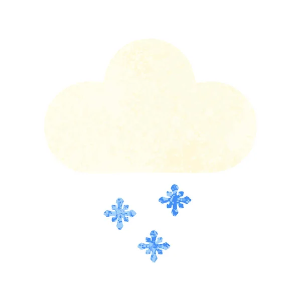 Retro Illustration Style Cartoon Snow Cloud — Stock Vector