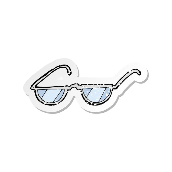 Pegatina retro angustiado de unas gafas de dibujos animados — Vector de stock