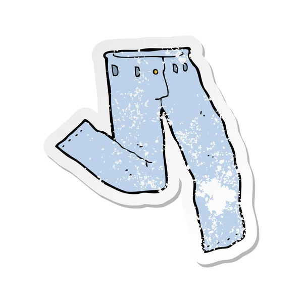 Retro nödställda klistermärke en tecknad jeans — Stock vektor