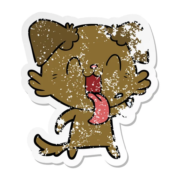 Calcomanía angustiada de un perro jadeo de dibujos animados — Archivo Imágenes Vectoriales