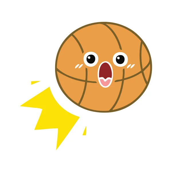 Flat color retro cartoon basketball — Stock Vector