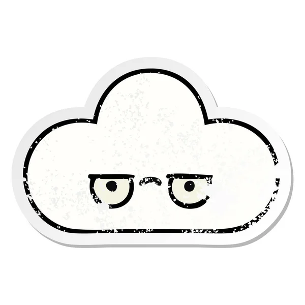 Distressed Sticker Cute Cartoon Cloud — Stock Vector