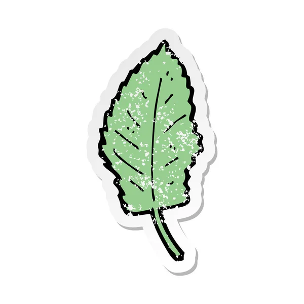 Retro distressed sticker of a cartoon leaf symbol — Stock Vector