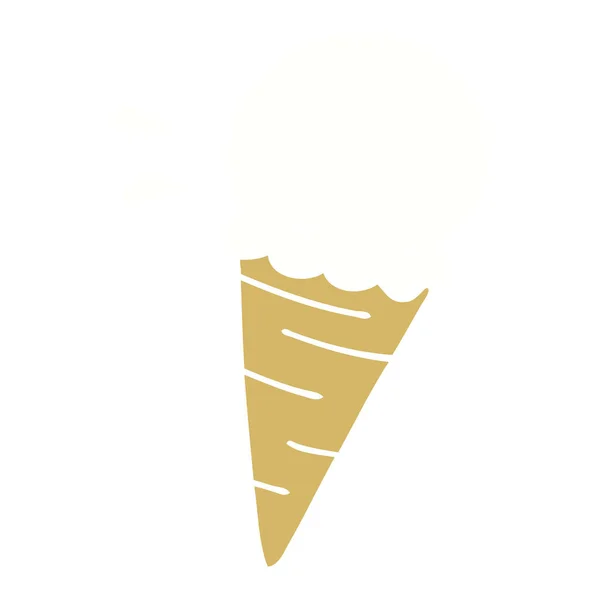 Рисованное Вручную Причудливое Ванильное Мороженое Мультфильма — стоковый вектор