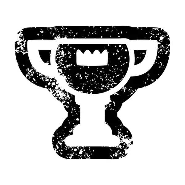 Trophy Award Distressed Icon Symbol — Stock Vector