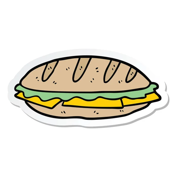 Etiqueta de um sanduíche de queijo de desenho animado — Vetor de Stock
