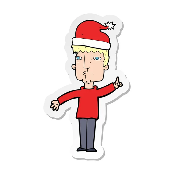 Aufkleber eines Cartoon-Mannes bereit für Weihnachten — Stockvektor