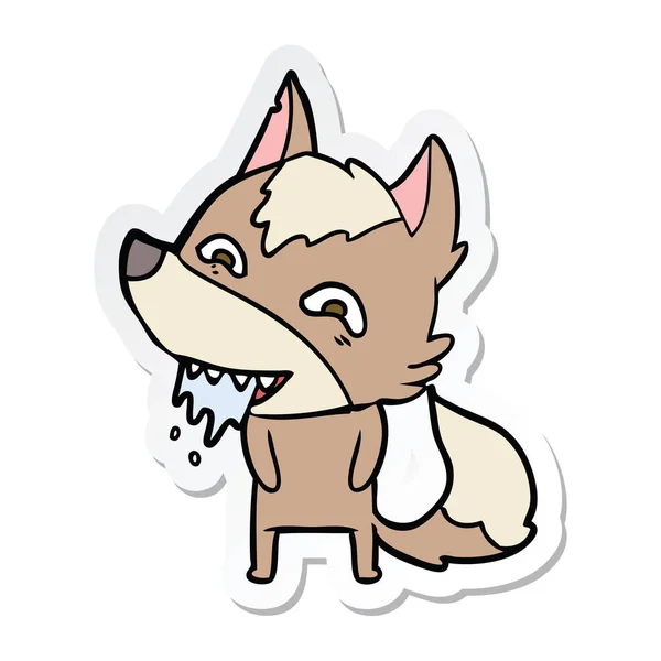 Sticker Van Een Cartoon Hongerige Wolf — Stockvector