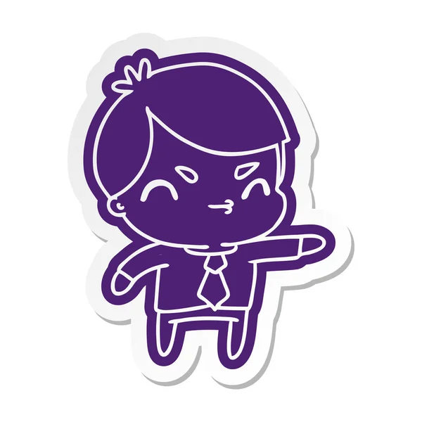 Cartoon sticker of a kawaii cute boy — Stock Vector