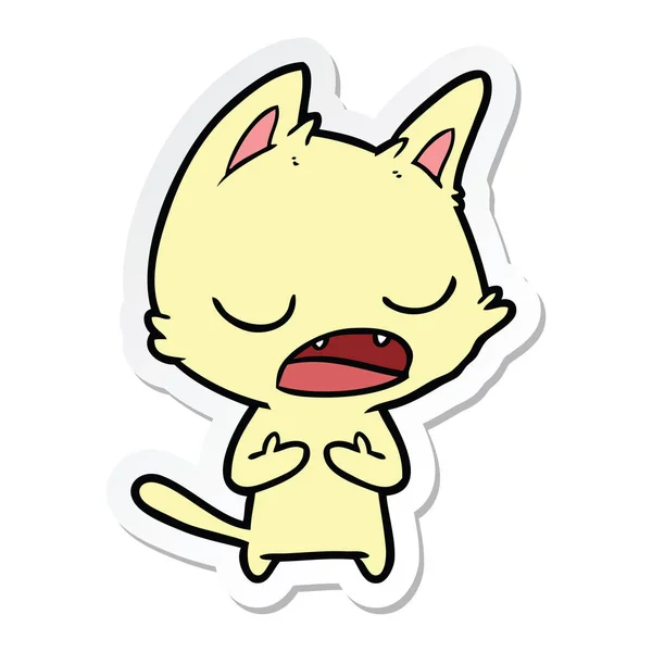 Sticker van een pratende kat cartoon — Stockvector