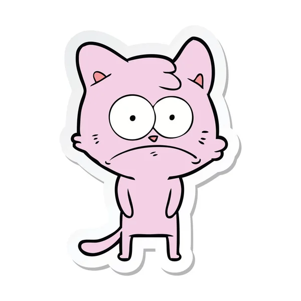 Pegatina de un gato nervioso de dibujos animados — Vector de stock