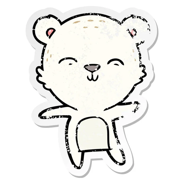 Zoufalý Nálepka Šťastný Karikatura Lední Medvěd Tančí — Stockový vektor