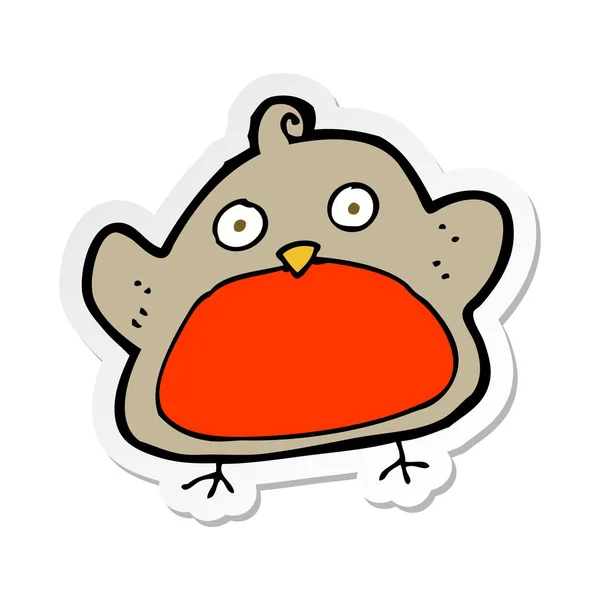 Sticker van een cartoon kerst robin — Stockvector