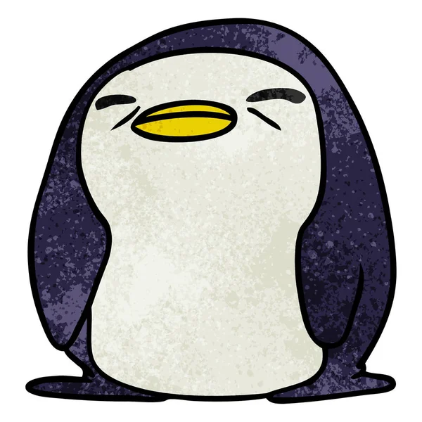 Desenho Animado Texturizado Ilustração Kawaii Pinguim Bonito — Vetor de Stock