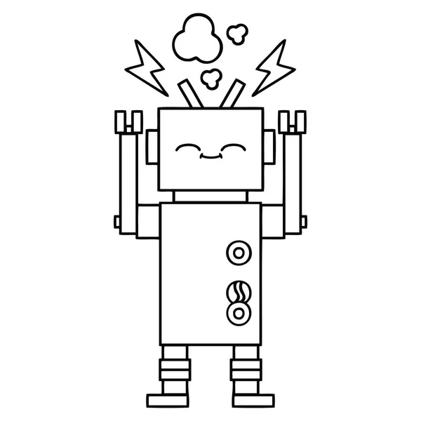 Linjeritning tecknad robot — Stock vektor