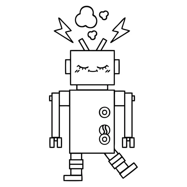선 그리기 만화 춤추는 로봇 — 스톡 벡터