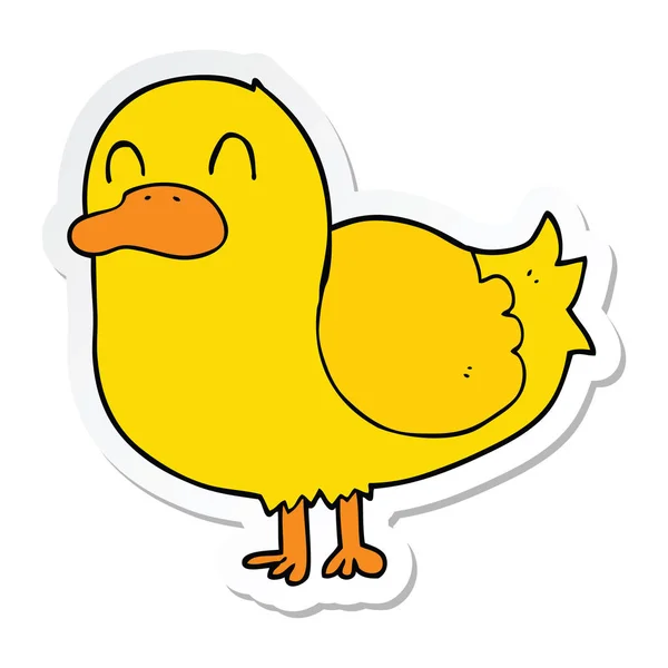 Sticker of a cartoon duck — Stock Vector