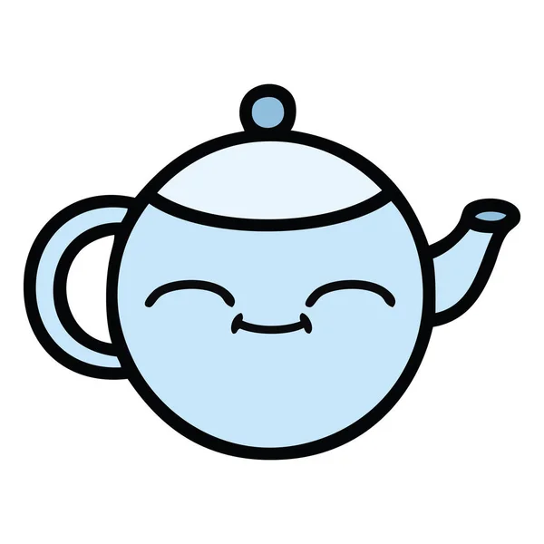 Sevimli çizgi mutlu çaydanlık — Stok Vektör