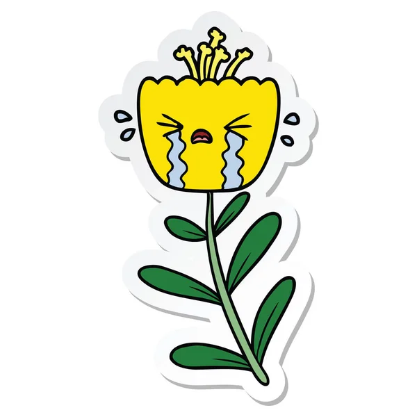 Наклейка Мультяшної Квітки Плаче — стоковий вектор
