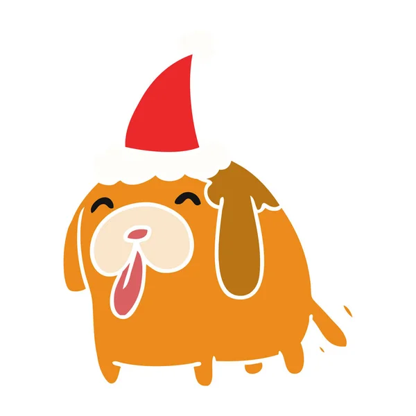 Рождественская карикатура на собаку кавайи — стоковый вектор