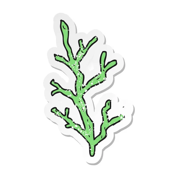 Pegatina retro angustiado de una alga de dibujos animados — Archivo Imágenes Vectoriales