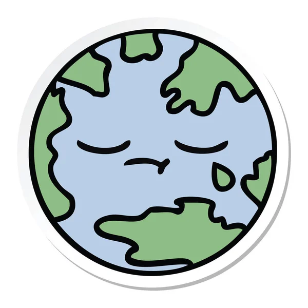 Aufkleber eines niedlichen Cartoon Planeten Erde — Stockvektor