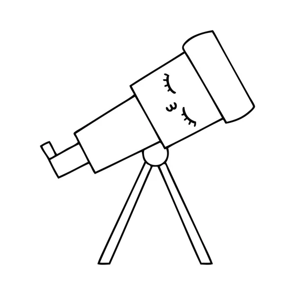 Línea de dibujo de dibujos animados telescopio — Archivo Imágenes Vectoriales