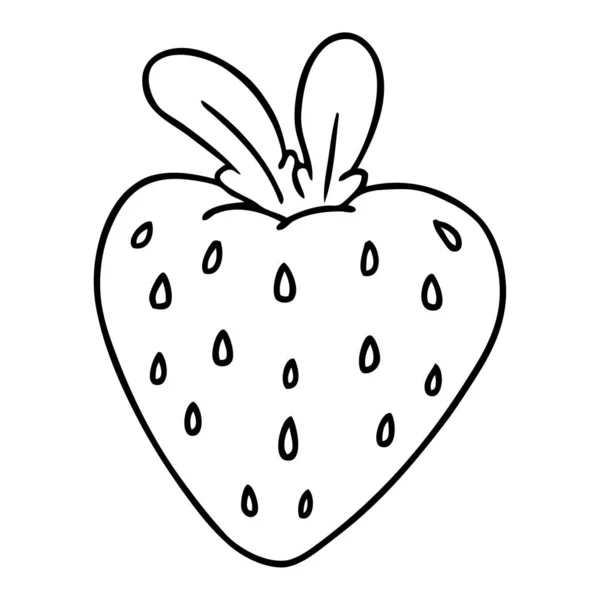 Line drawing doodle of a fresh strawberry — Stock Vector