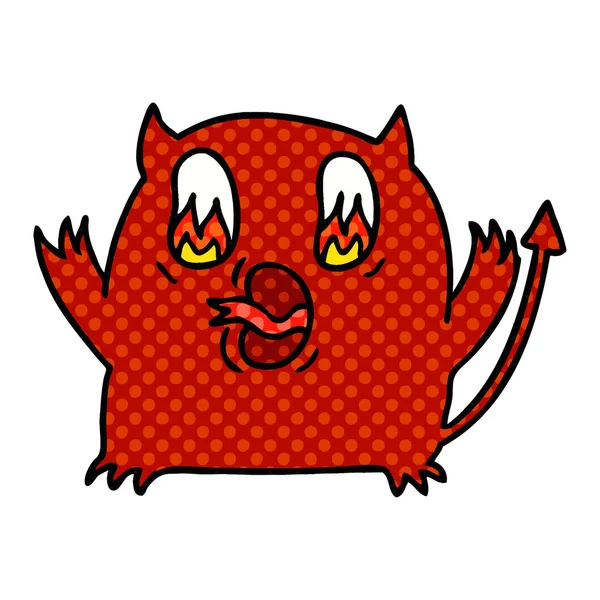 Freehand Drawn Cartoon Cute Kawaii Red Demon — Stock Vector