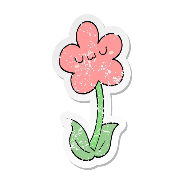 Etiqueta angustiada de uma flor de desenho animado — Vetor de Stock