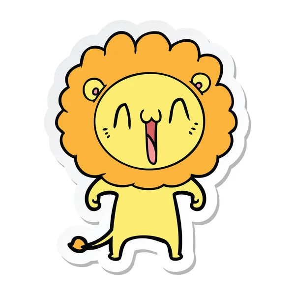 Sticker of a happy cartoon lion — Stock Vector