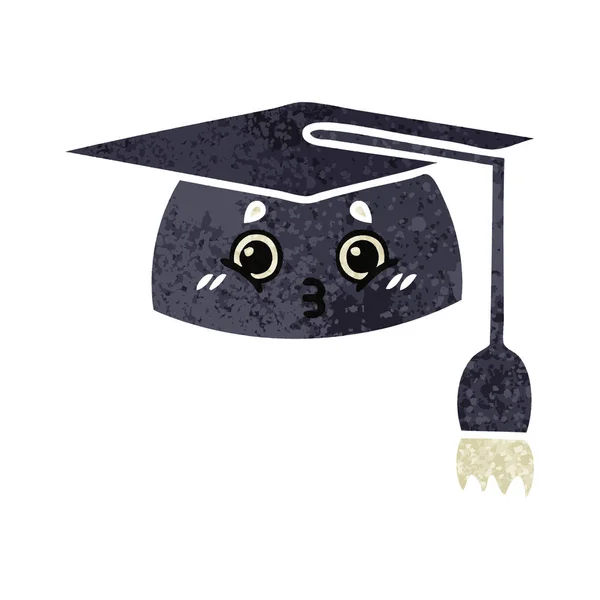 Retro ilustración estilo dibujos animados sombrero de graduación — Archivo Imágenes Vectoriales