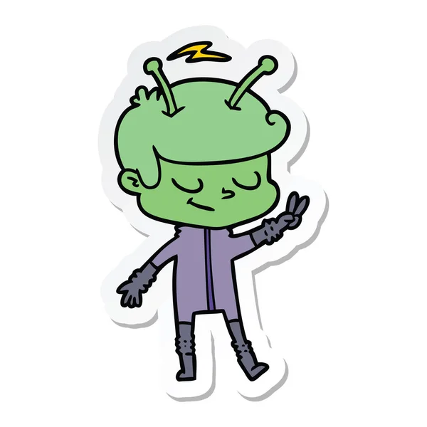 Sticker Van Een Vriendelijke Cartoon Spaceman — Stockvector