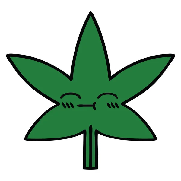 かわいい漫画のマリファナの葉 — ストックベクタ