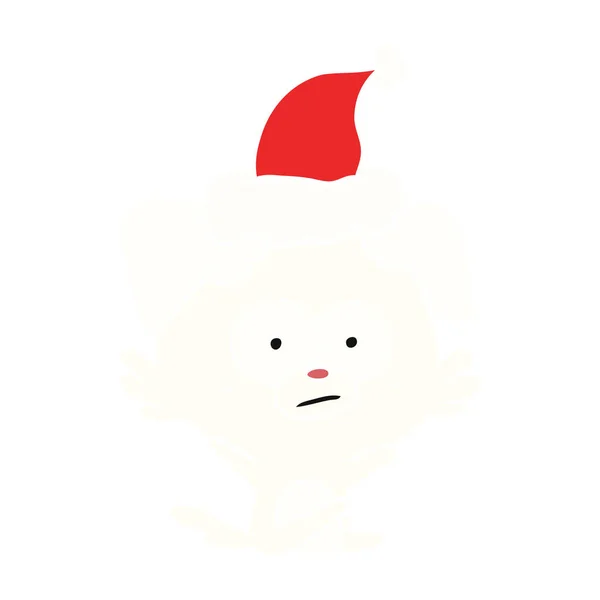 神経犬手描き着てサンタの帽子のフラット カラー イラスト — ストックベクタ