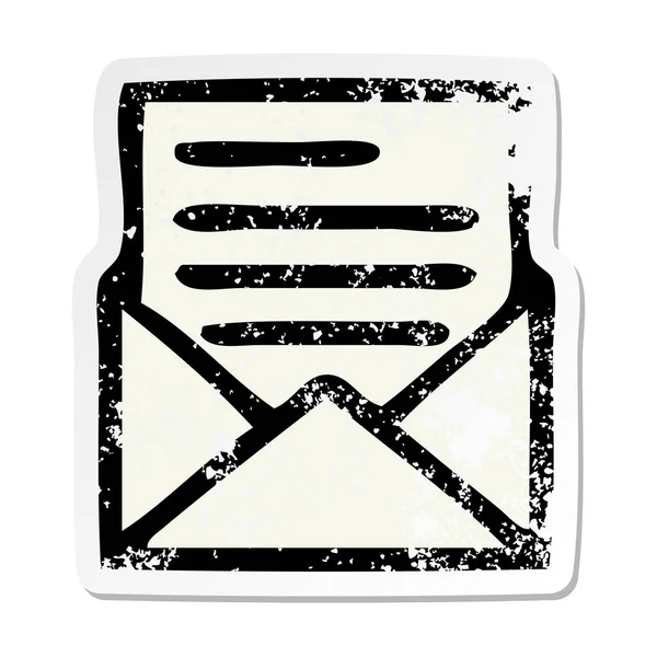 Distressed Sticker Cute Cartoon Letter Envelope — Stock Vector