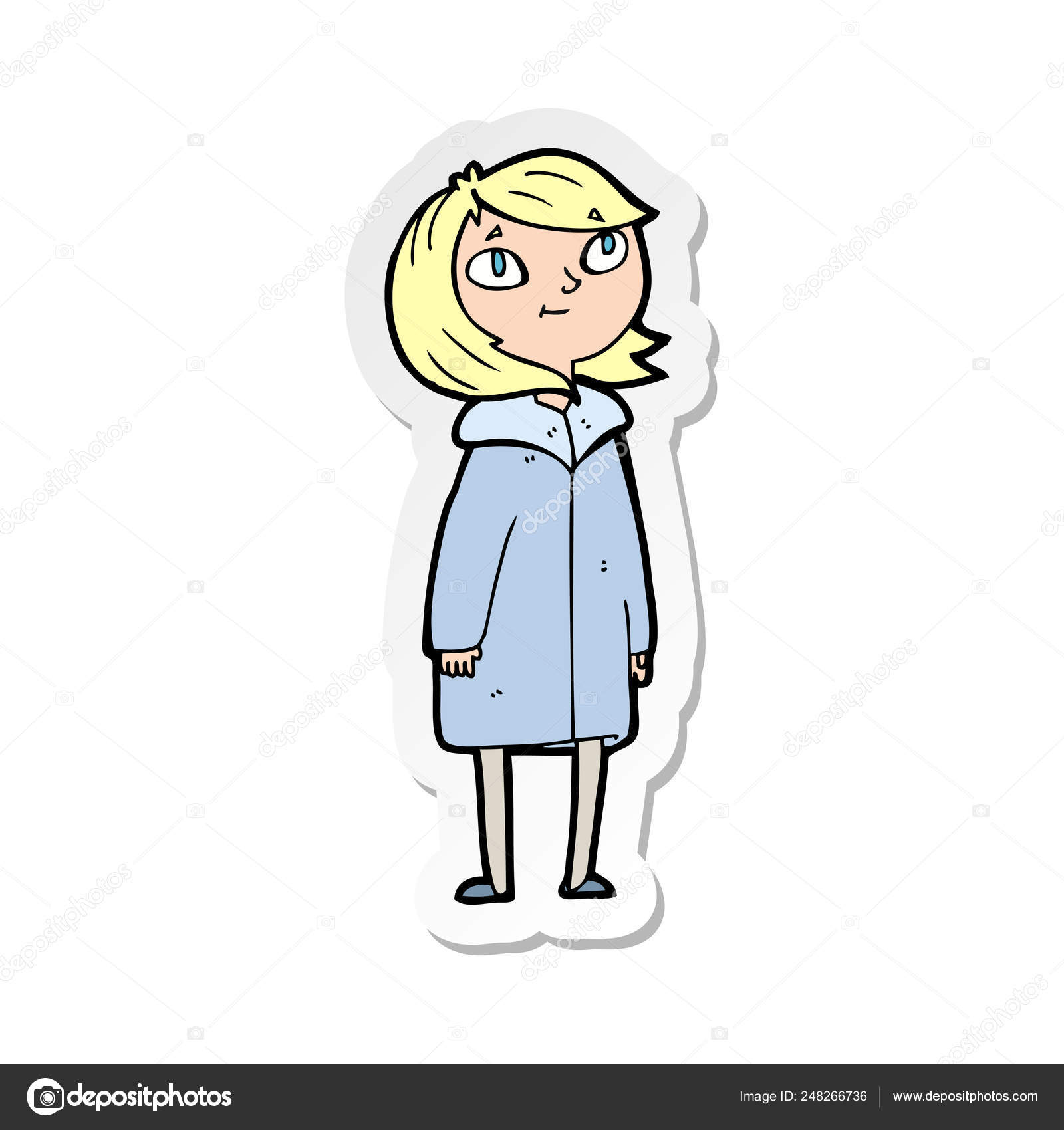 Autocollant D Une Fille Heureuse Dessin Anime Image Vectorielle Par Lineartestpilot C Illustration 248266736